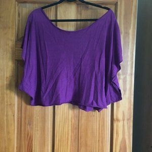 Gaia Conceptions Boat Kaftan Cropped Shirt, M, Eggplant (Purple), Light Hemp